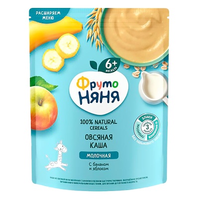 Каша молочная овсяная яблоко банан 200 г от 6 месяцев ФрутоНяня 93370